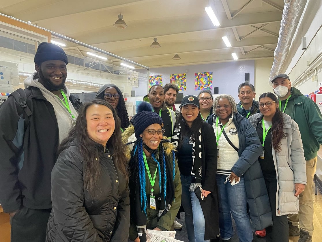 Members of the Mayor's Office, MACRO, and Oakland's homelessness teams met up at St. Mary's before heading out to complete the point in time count.